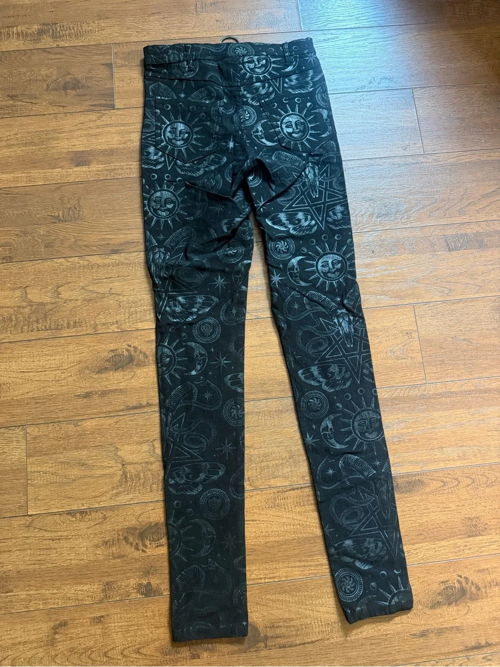 Killstar Black Skinny Pants with Moon & Sun Print